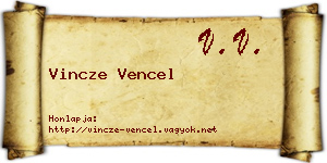 Vincze Vencel névjegykártya